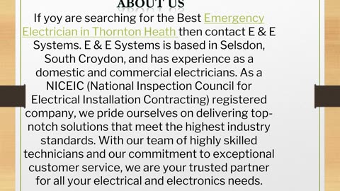 Emergency Electrician in Thornton Heath