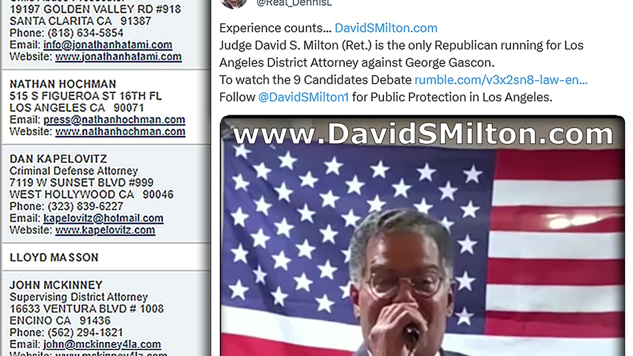 David S Milton is the only Republican running against George Gascon for LADA