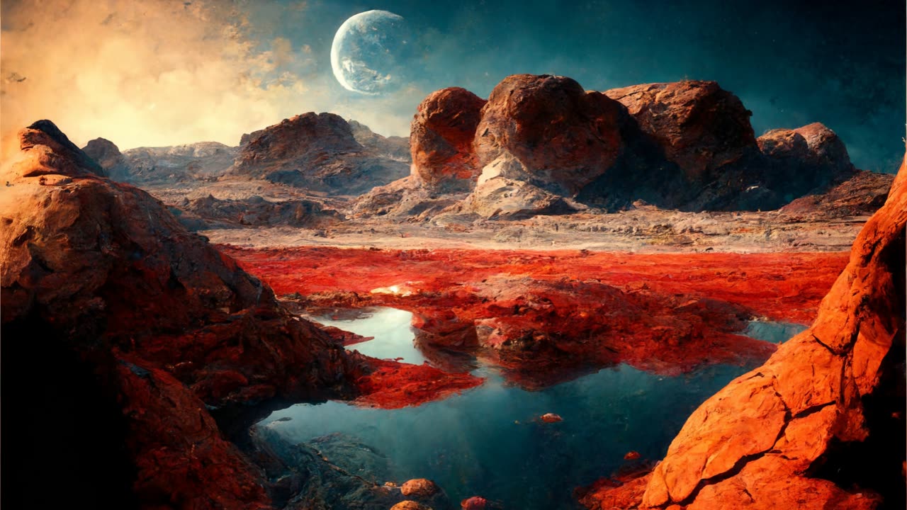 Escape to the Wetlands of Ancient Mars: 10 Hours of Relaxing Melodies and Serene Martian Landscape