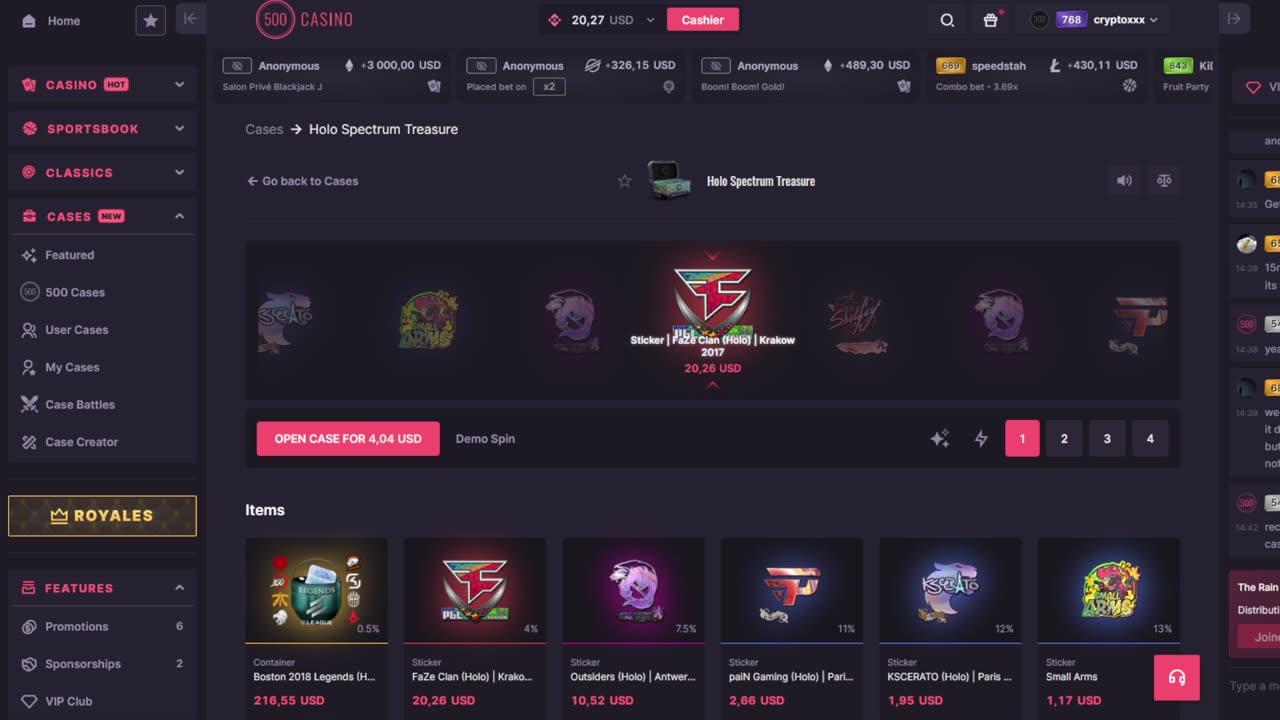 500 Casino - FREE Daily Cases