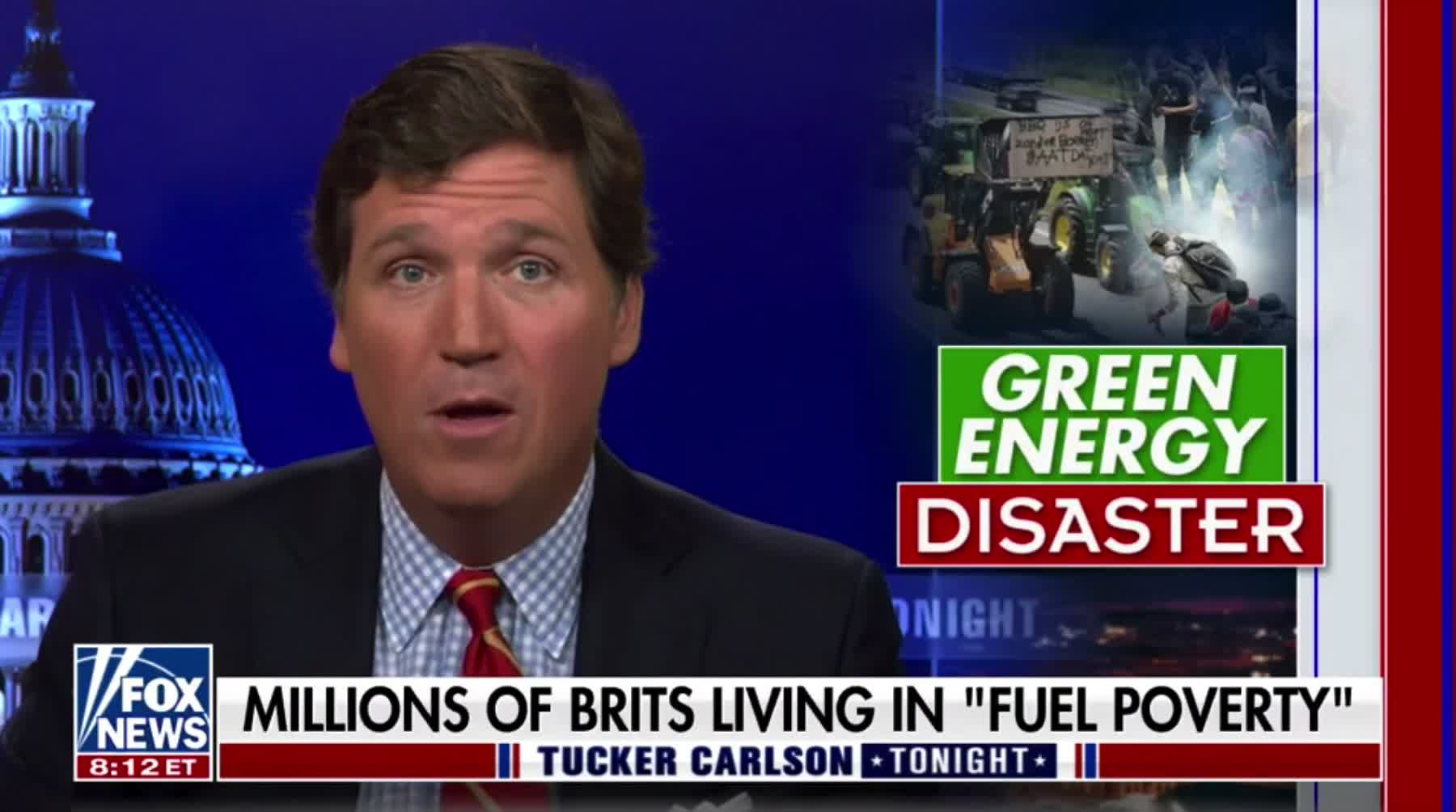 Tucker Carlson describes the effects of going "deeper into the green delusion" around the world