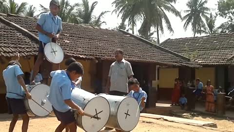 Amazing Talented Of Govt.High School Children On Dhol Drums