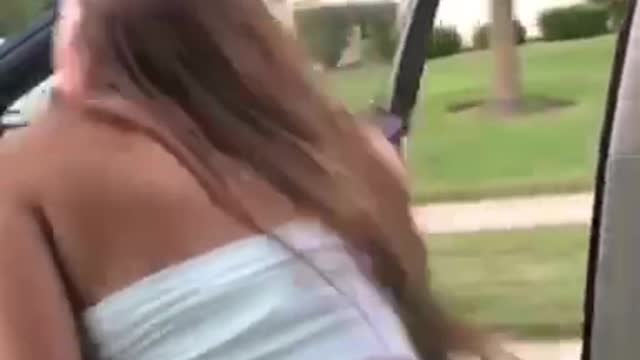 In my feeligns challenge girl gets out of car falls onto floor road