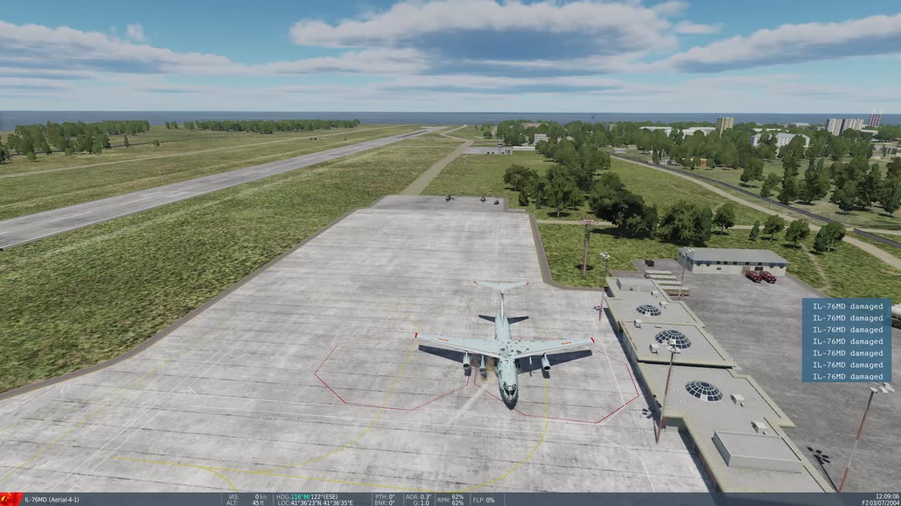 DCS F/A-18C Gun Run of IL-76 on Ground