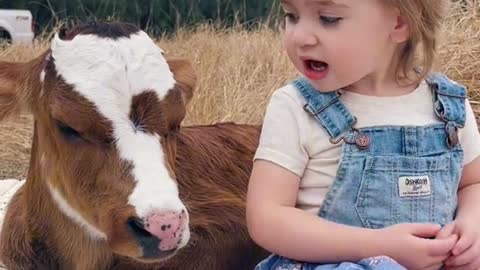 LITTLE GIRL AND CALF