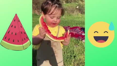 Enjoying eating watermelon