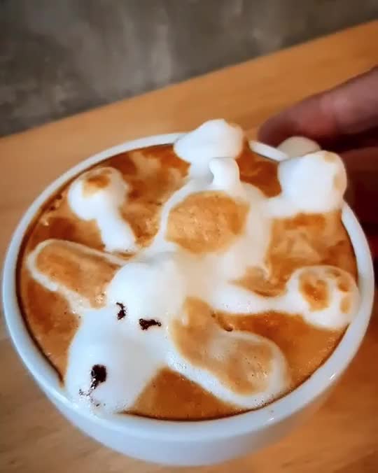 Looks like Snoopy fell into a cup of coffee. Lol!