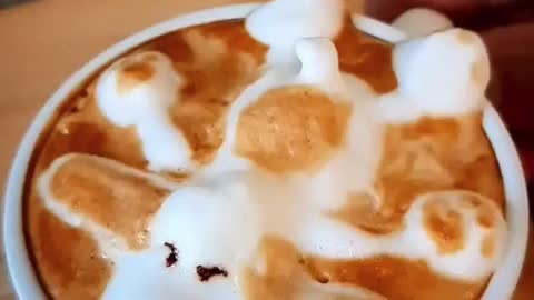 Looks like Snoopy fell into a cup of coffee. Lol!