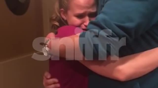 ..Stepdad surprises her step daughter with adoption certificate