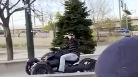 A man drove a CanAm into Denver skatepark and wrecked it!
