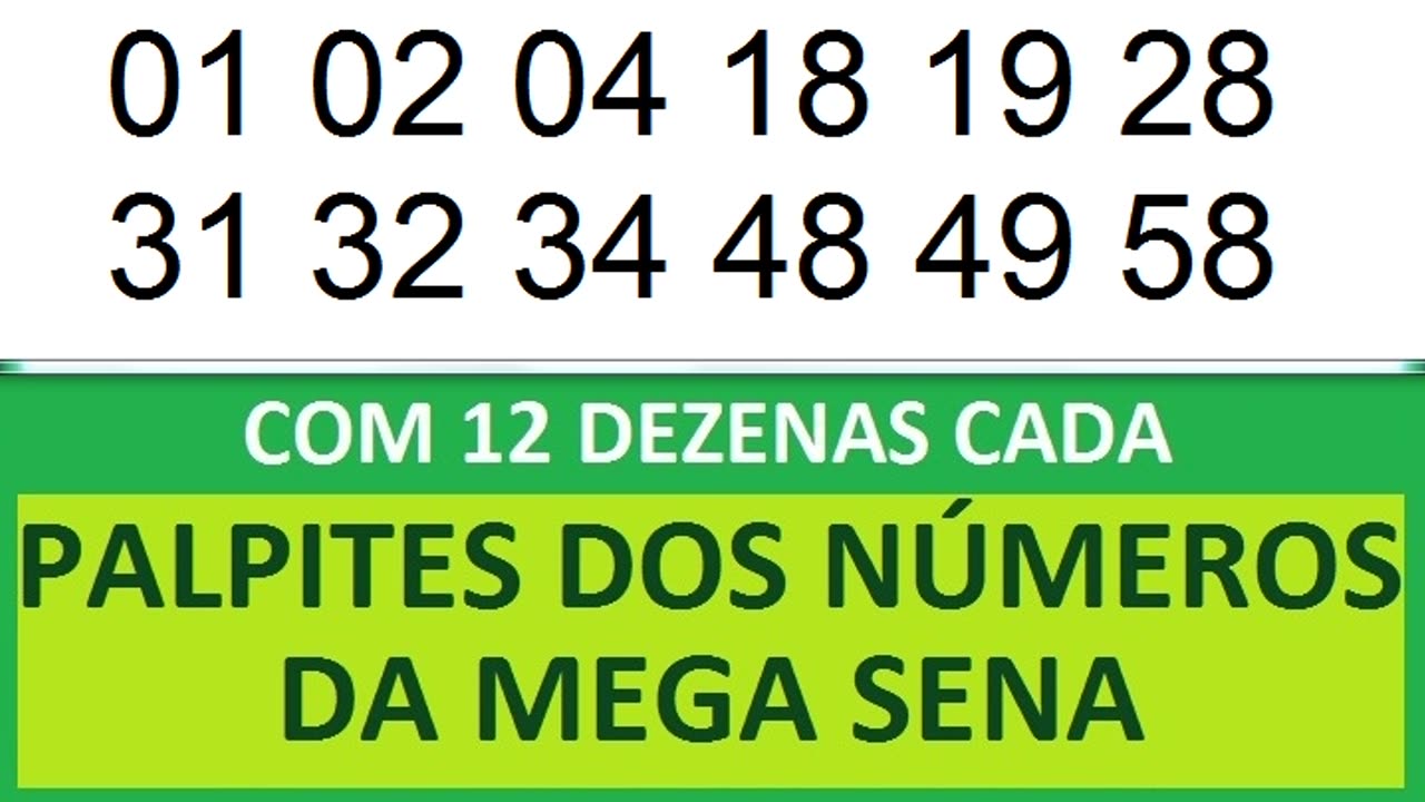 PALPITES DOS NÚMEROS DA MEGA SENA COM 12 DEZENAS mm mn mo mp mq mr ms mt mu mv mw mx