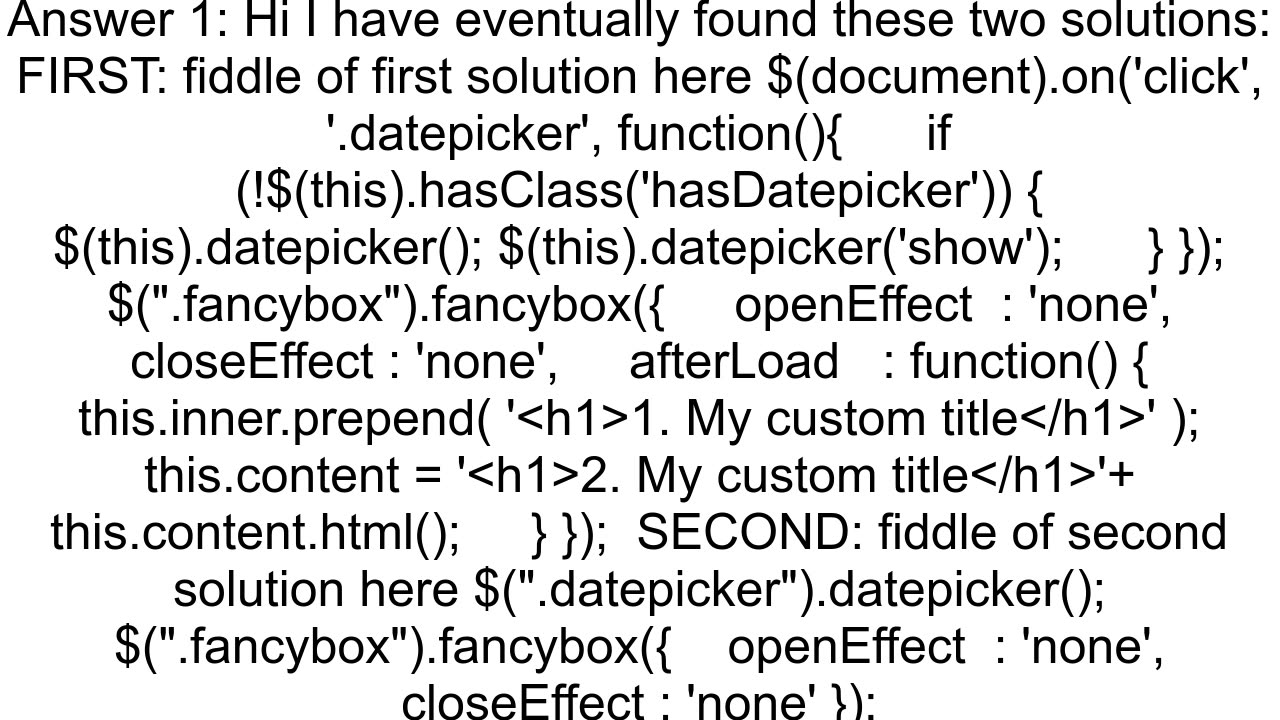 jqueryUI datepicker in fancybox does not work