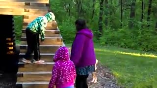 Elsa exploring a structure