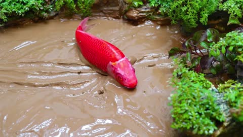 Colorful Koi Fish Battle of War Crab in Mud Lucu Experiment Primitive