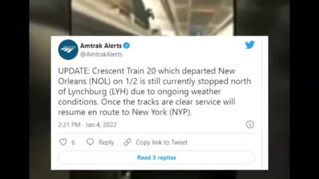 U.S. train stranded in Virginia for more than 30 hours due to snowstorm