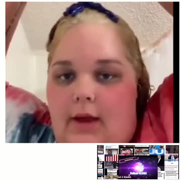 dyes her hair blue using purple conditioner.