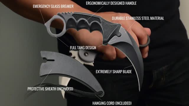 FREE TACTICAL BLACK KARAMBIT KNIFE and Fighting Teaching