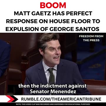 BOOM: Matt Gaetz Has PERFECT Response To Expulsion Of George Santos