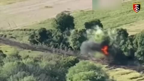 russian tanks ignite after being targeted by Ukrainian shelling