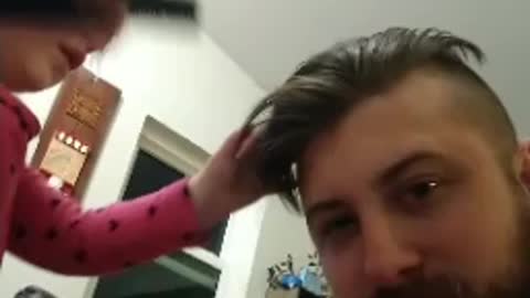 Daughter doing Dad’s Hair