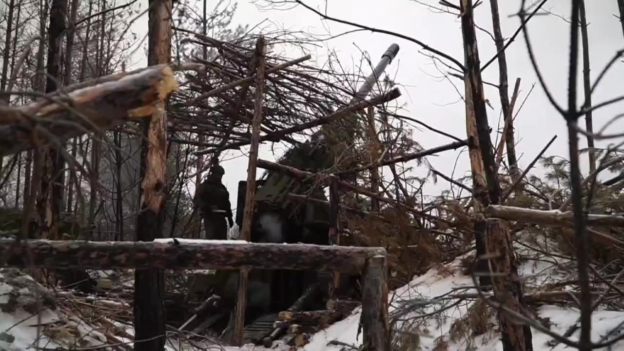 Russian artillerymen are engaged in a counter-battery fight.