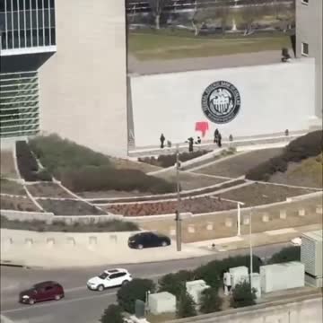 Dallas: Someone decided to paint a thumbs down on the Federal Reserve building in downtown today