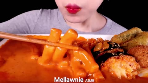 ASMR CREAMY ROSE TTEOKBOKKI, CHEESE BALL,GIMBAP EATING SOUNDS MUKBANG