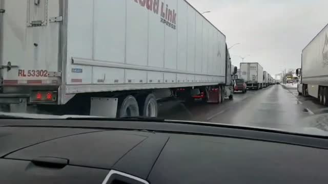 Freedom Convoy Trucker Protest Outside of Edmonton, Canada