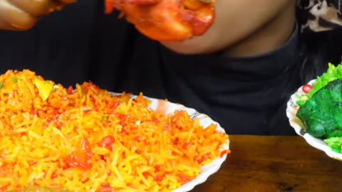 ASMR_Eating_Spicy_🍗😋Chicken_Biryani,Curry,Lollipop,Leg_Piece,