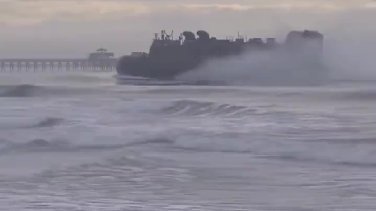 Weird Navy Hovercraft thing Looking For Chinese Spy Balloon Wreckage on Myrtle Beach