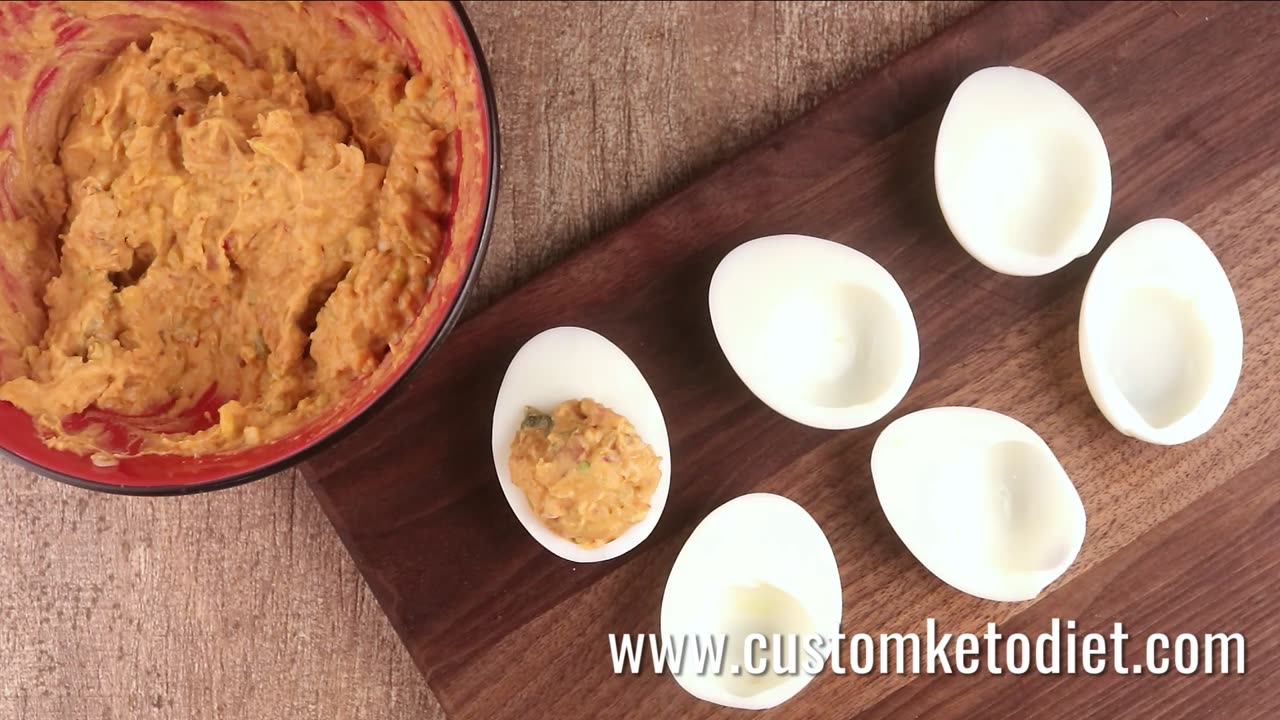 Bacon and Kimchi Deviled Eggs