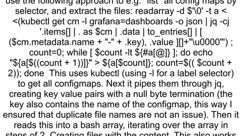 How to save content of a configmap to a file with kubectl and jsonpath
