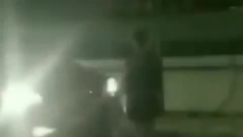 A woman block the road