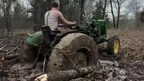 OUR TRACTOR GOT STUCK PT.2 #tractor #stuck #logcabin #cabin #bushcrafter #bushcraft #wood #woodwork