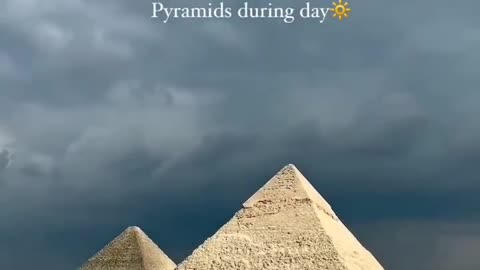 Pyramid during day and night