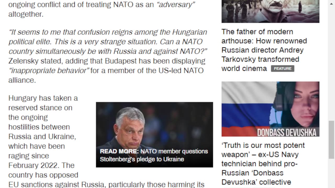Hungary issues NATO rebuke to Zelensky