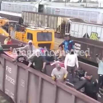 Illegal immigrants on a train in the southern border
