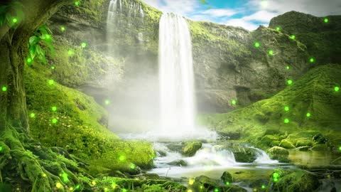 High mountain and flowing water