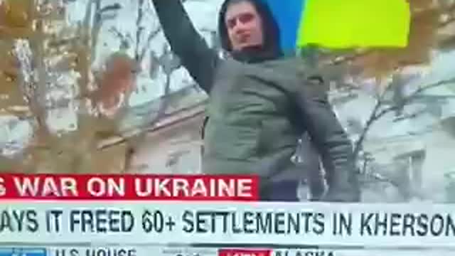 Kherson, where a local raises his hand in a Nazi salute to the Armed Forces of Ukraine