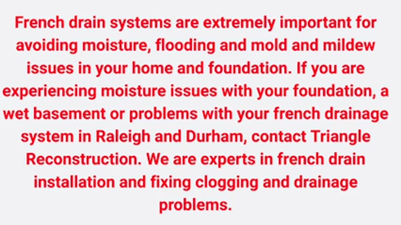 Triangle Reconstruction - Professional French Drains Installation in Cary, NC