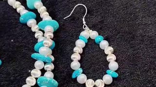 GN-20241129-04 Pearl Set Precious pearls with natural turquoise conformal silver beads as a gift