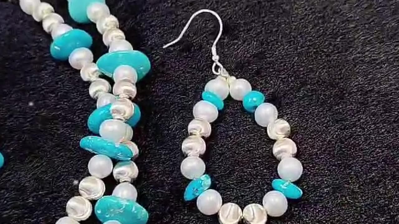 GN-20241129-04 Pearl Set Precious pearls with natural turquoise conformal silver beads as a gift