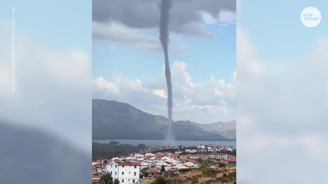 Towering waterspout twists on Turkey's coastline | USA TODAY