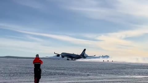 Ever seen a plane land in Antarctica? Well, here it is, this A340 landing!