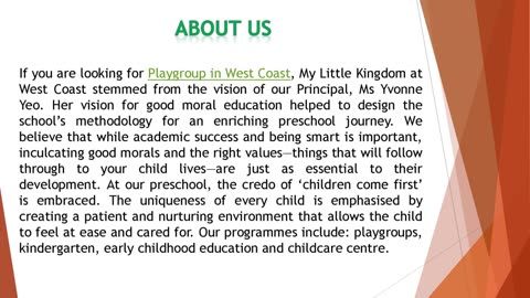 If you are looking for Playgroup in West Coast