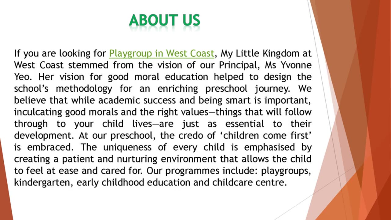 If you are looking for Playgroup in West Coast