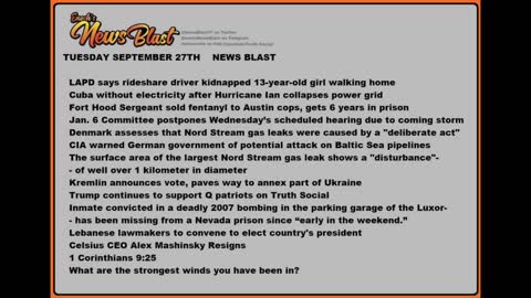 Tuesday, September 27, 2022 News Blast #NewsBlastReading #NBR