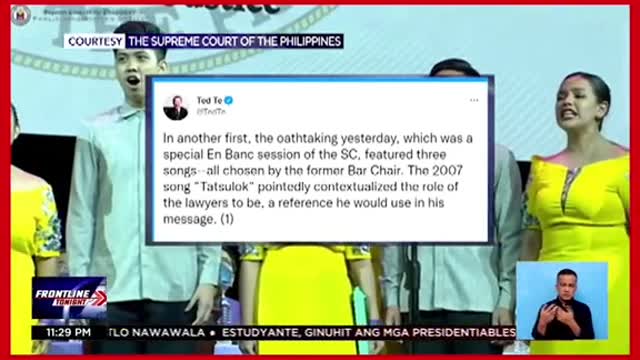 Kantang 'Tatsulok,'tampok sa oathtakingceremony ng bar passers