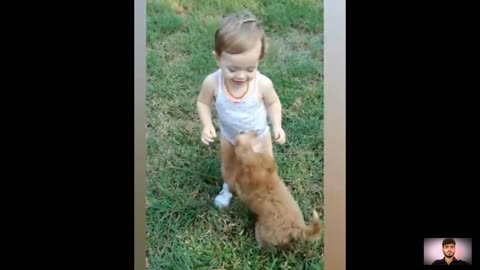 Funny baby and animals video 2023