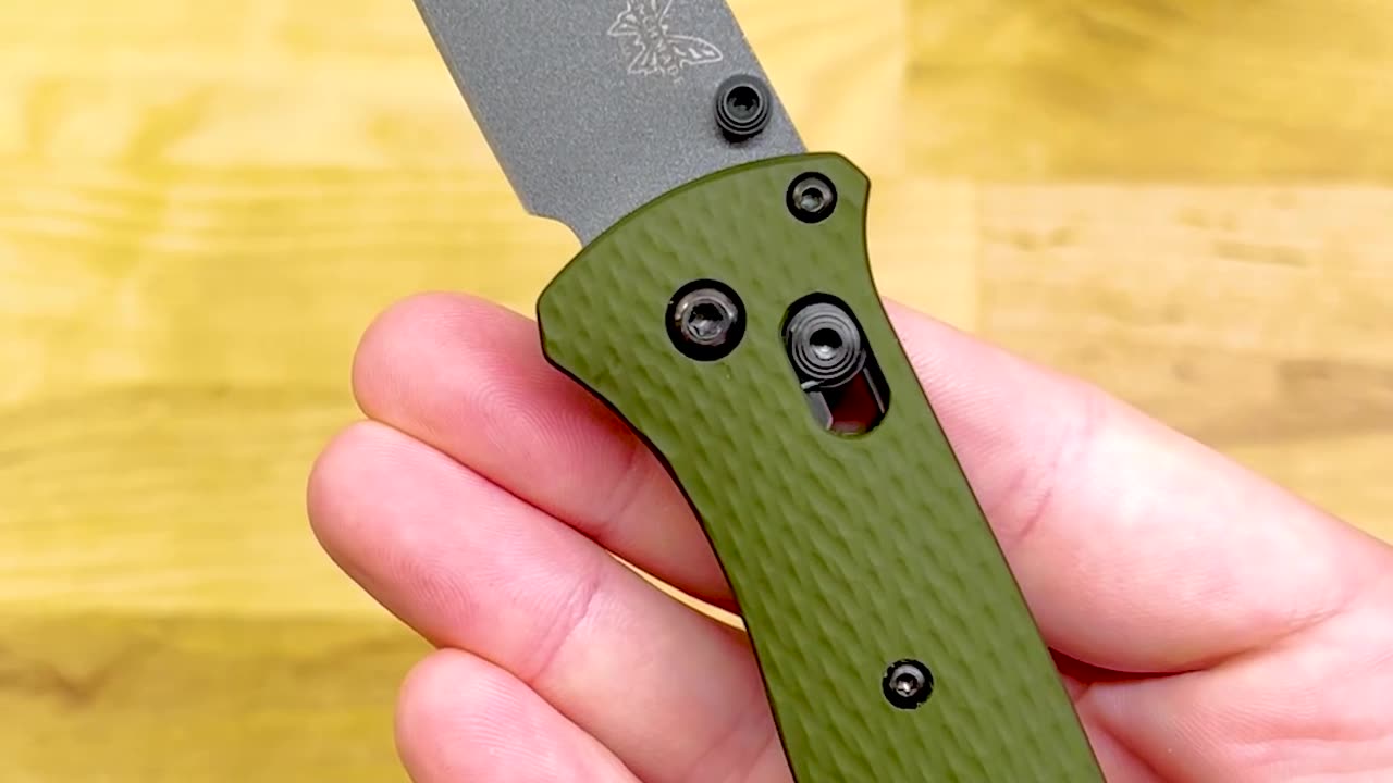 Benchmade Bailout Overview - CPM-M4 Tanto Blade with Green Aluminum Scales & Axis-Lock